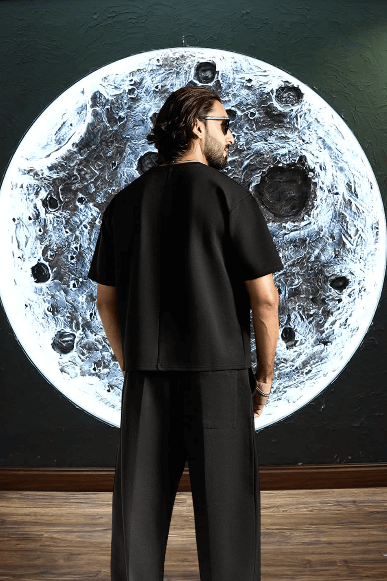 Unisex Premium Interlock Cotton Shirt & Sweatpants – Black