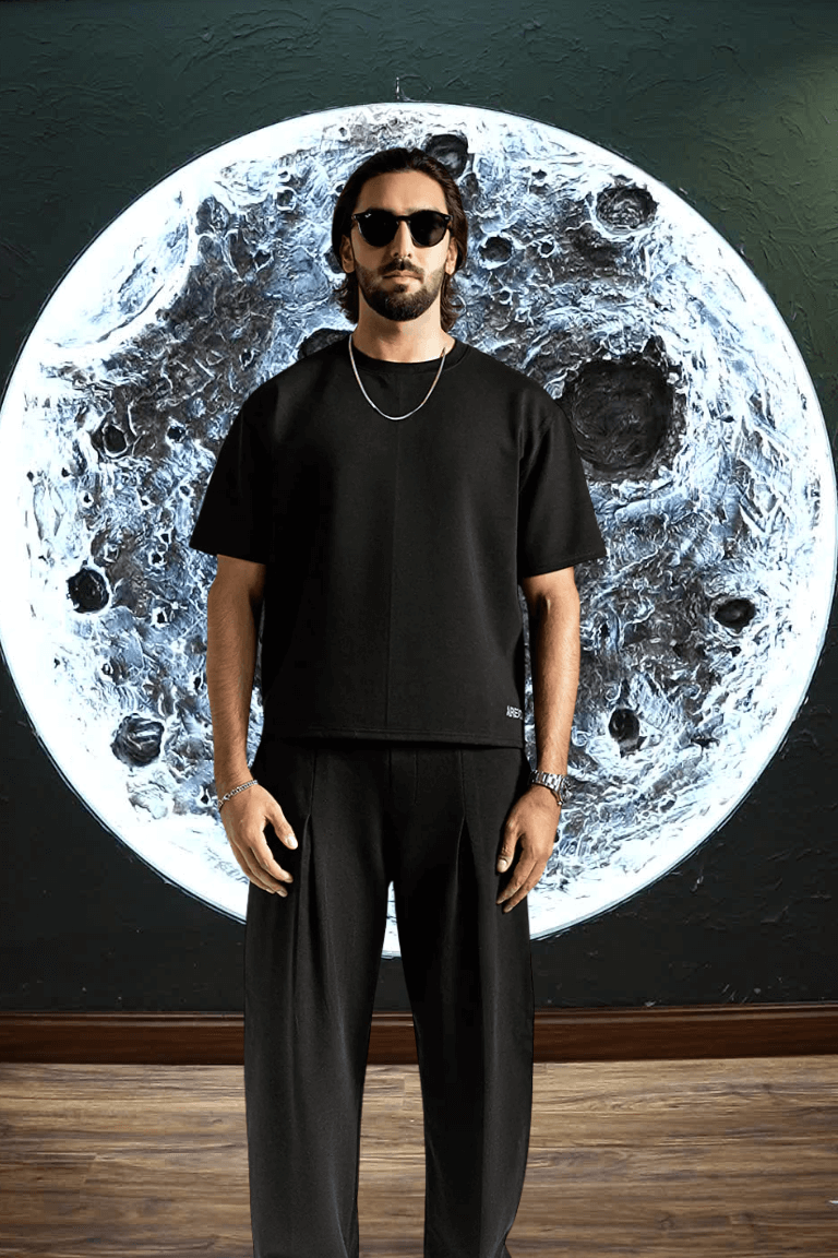 Unisex Premium Interlock Cotton Shirt & Sweatpants – Black