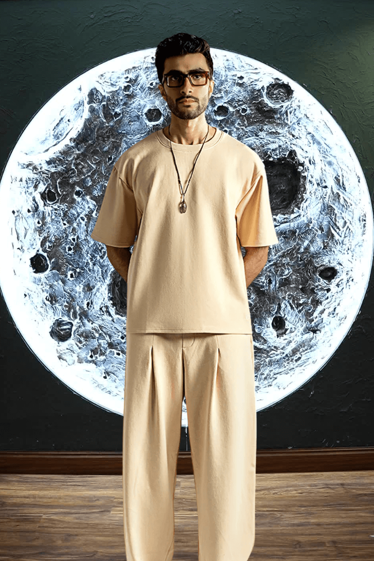 Unisex Premium Interlock Cotton Shirt & Sweatpants – Stone